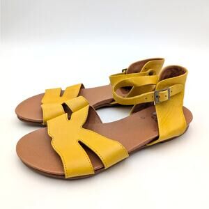 Miz Mooz Annalise Sandal Ankle Strap Women's Leather Yellow Size US7.5 EU38